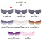 Neue Y2K Randlose Punk-Sonnenbrille Goggle Damen Herren Luxusmarke Wrap Around Sonnenbrille Fünf Sterne Eyewear Sport One Piece Shades