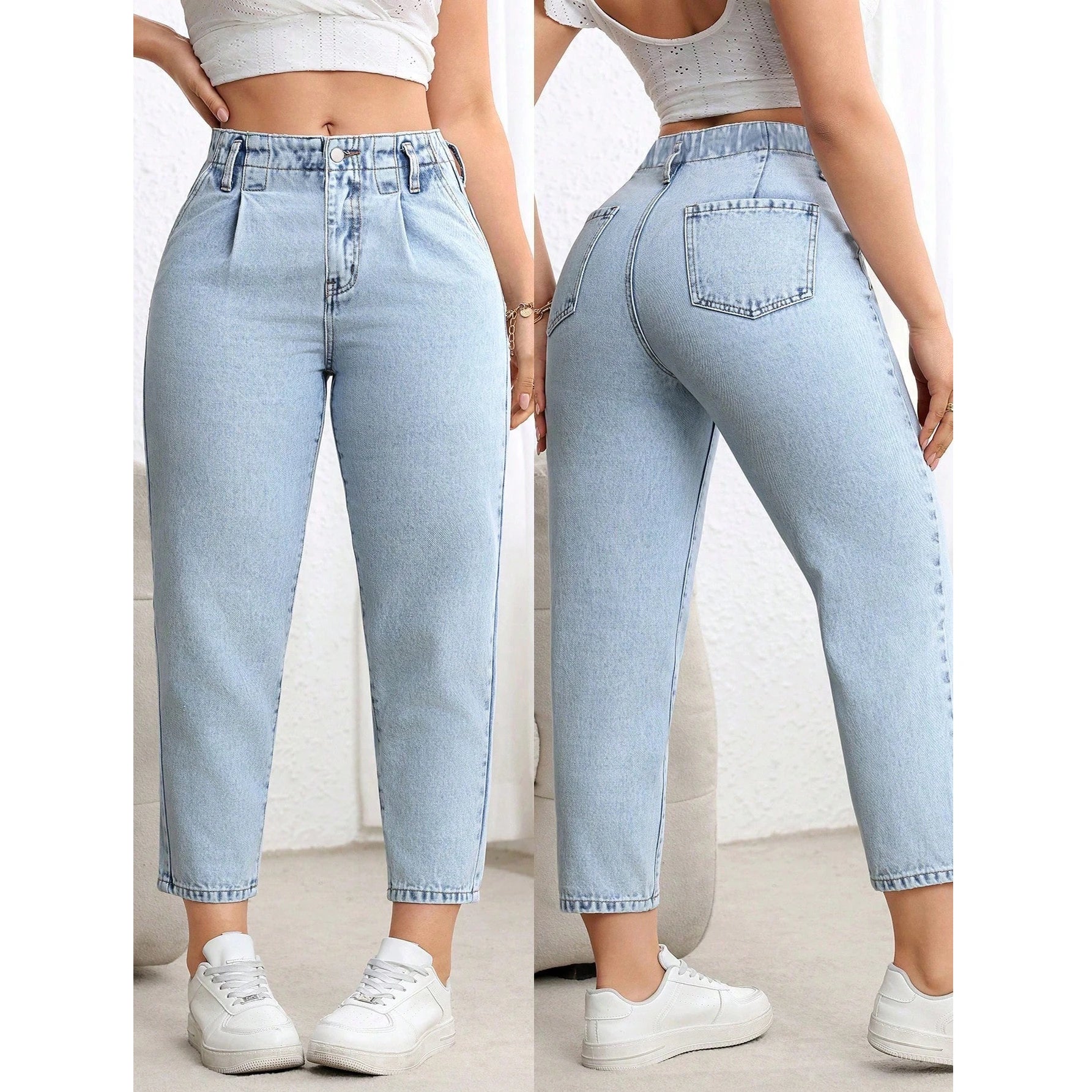 Damenjeans für große Größen – Neue Stretch-Jeans mit Bauchkontrolle, geradem Bein, bequeme Freizeitkleidung Hauptbild