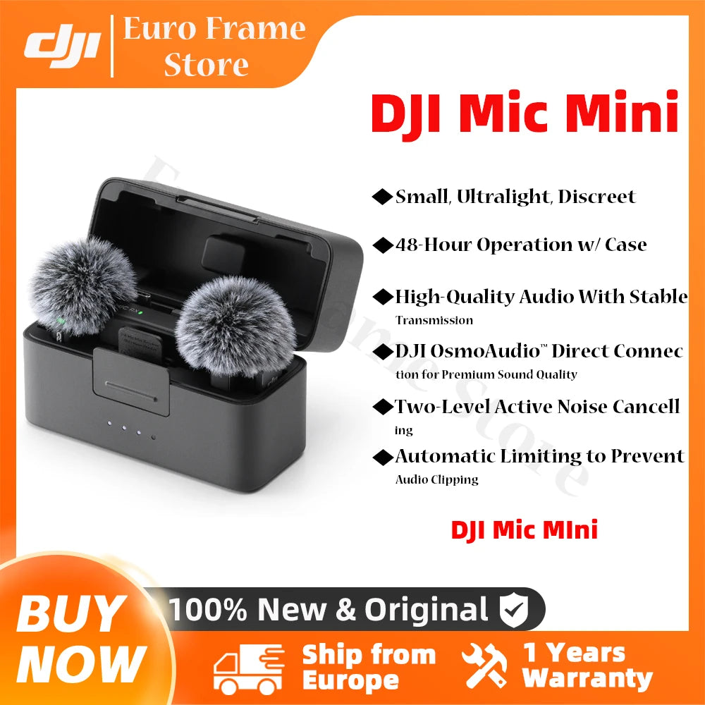 DJI Mic Mini Funkmikrofon (2 Sender + 1 Empfänger) / (1 Sender + 1 Empfänger) mit intelligenter Geräuschunterdrückung und hochwertiger Audioqualität
