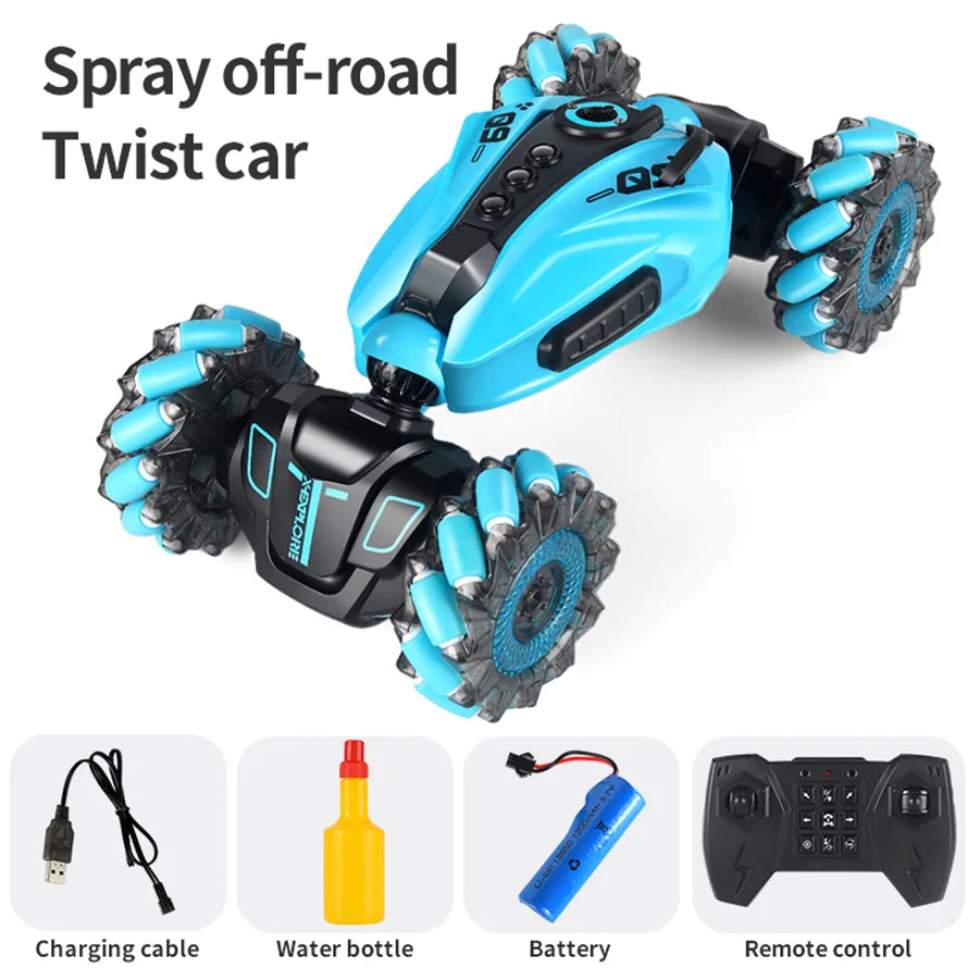 4WD RC Drift-Auto mit Musik, LED-Lichtern, 2.4G Gesten-Funkfernbedienung, Sprüh-Stunt-Auto, 360° drehbares Kletterauto, Spielzeuggeschenk