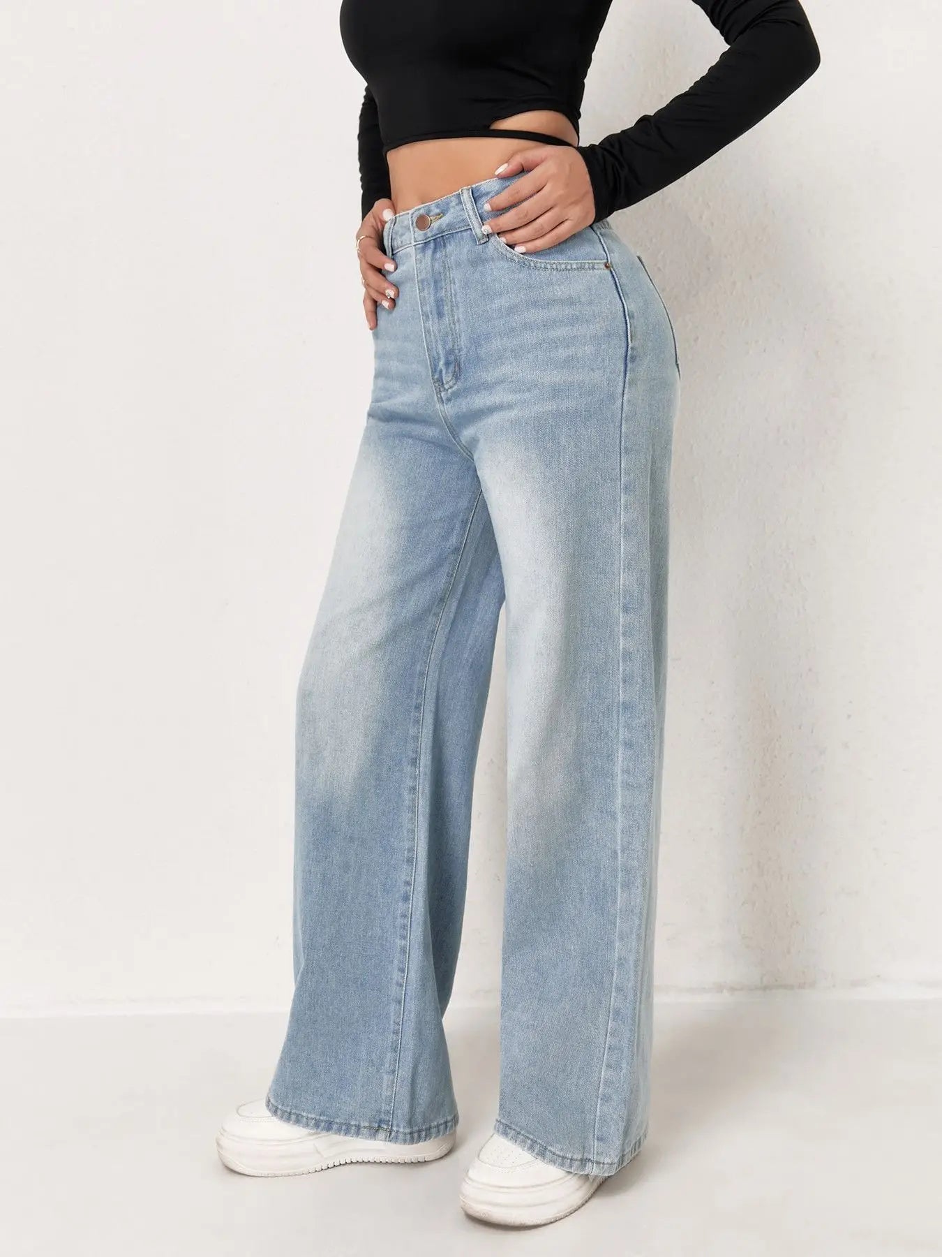 Damenjeans Y2K Kleidung Hellblaue weite Denim-Hose lockere Mode schlicht Stretch vier Jahreszeiten beliebt Freizeit