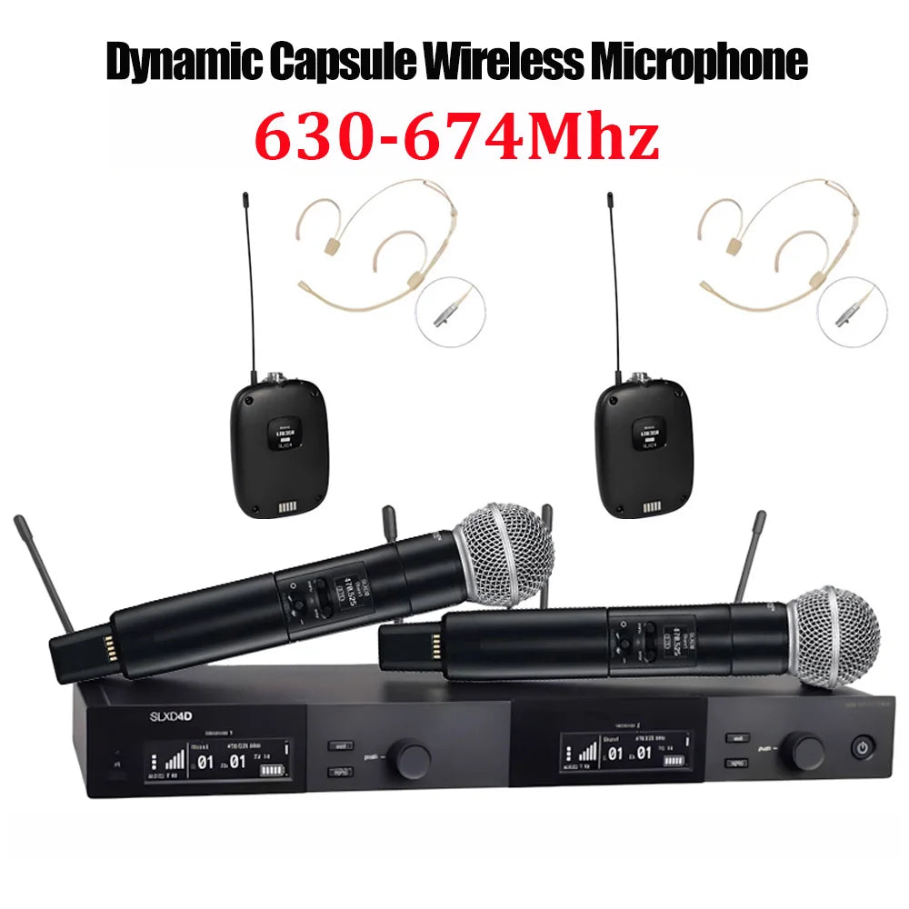 SLXD Mikrofon 500/600/800MHz Drahtloses Mikrofonsystem 4-Pin Headset KSM8/Beta58 Professionelles Audio-Equipment für Bühne Karaoke