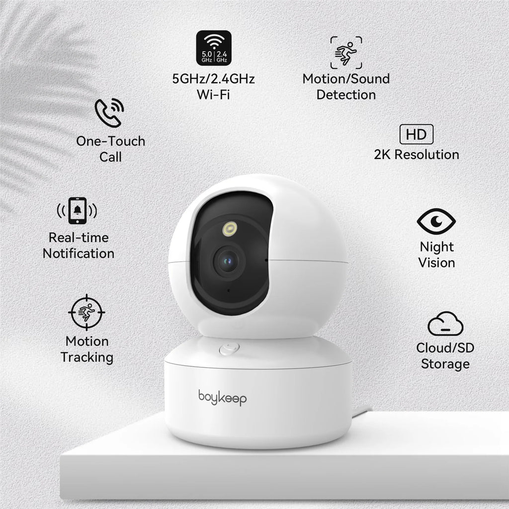 BoyKeep 3MP 5G/2.4GHz WiFi Indoor-Überwachungskamera Smart Babyphone IP-Kamera mit automatischer Verfolgung und 24/7 Videoüberwachung