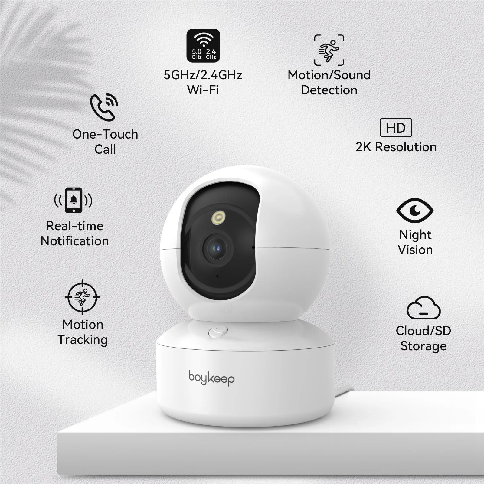 BoyKeep 3MP 5G/2.4GHz WiFi Indoor-Überwachungskamera Smart Babyphone IP-Kamera mit automatischer Verfolgung und 24/7 Videoüberwachung