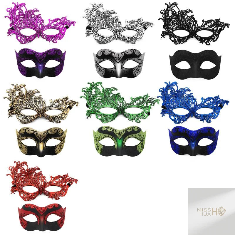 2er-Set, elegante schwarze Spitzen-Masken für Paare für Kostümpartys