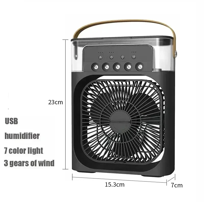 3-in-1 Mini Luftkühler Ventilator Tragbare Haushalts Klimaanlage Luftbefeuchter LED Nachtlicht für Zuhause Büro Schreibtisch Verwendung 25.5x18.5x8cm