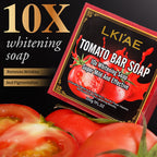 AILKE Bio-Tomaten-Seifenstück, hellt die Haut auf, reinigt tiefenwirksam, peelt, entfernt dunkle Flecken, spendet Feuchtigkeit, für Gesicht und Körper, 200 g