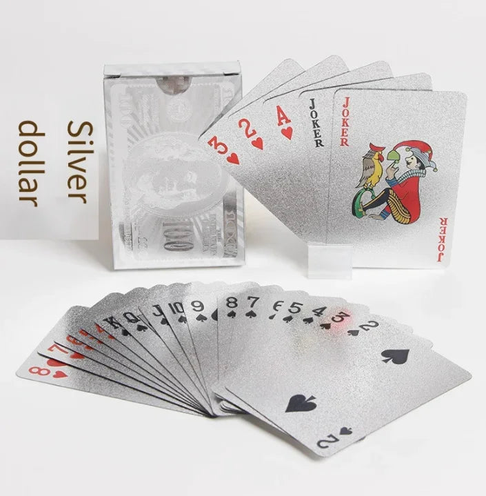 Brandneues 54-teiliges schwarz-goldenes Plastik-Spielkarten-Foliensatz Poker Magic Tool Party Tabletop Spiel