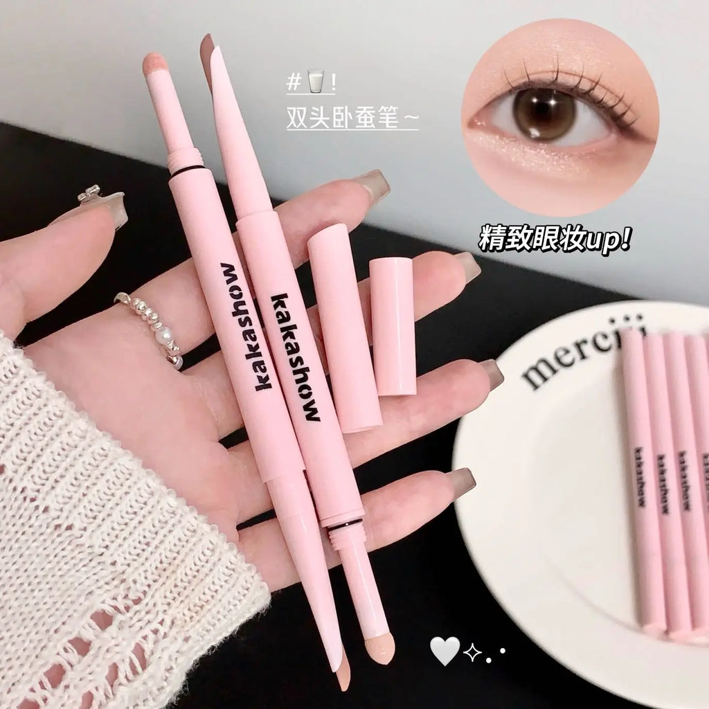 Doppelseitiger Lying Silkworm Eyeliner Pencil Diamond Glitter Matt Aegyosal Pen Aufhellende Creme-Lidschatten-Highlighter-Augen-Make-up
