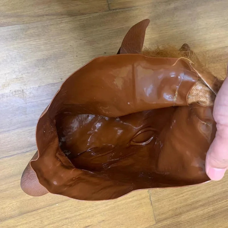 Herren Braunes Pferd Masken Mädchen Lustige Pferdekopfmaske Latex Tiermaske Neuheit Halloween Cosplay Kostüme Kopfbedeckung Mascara De Latex