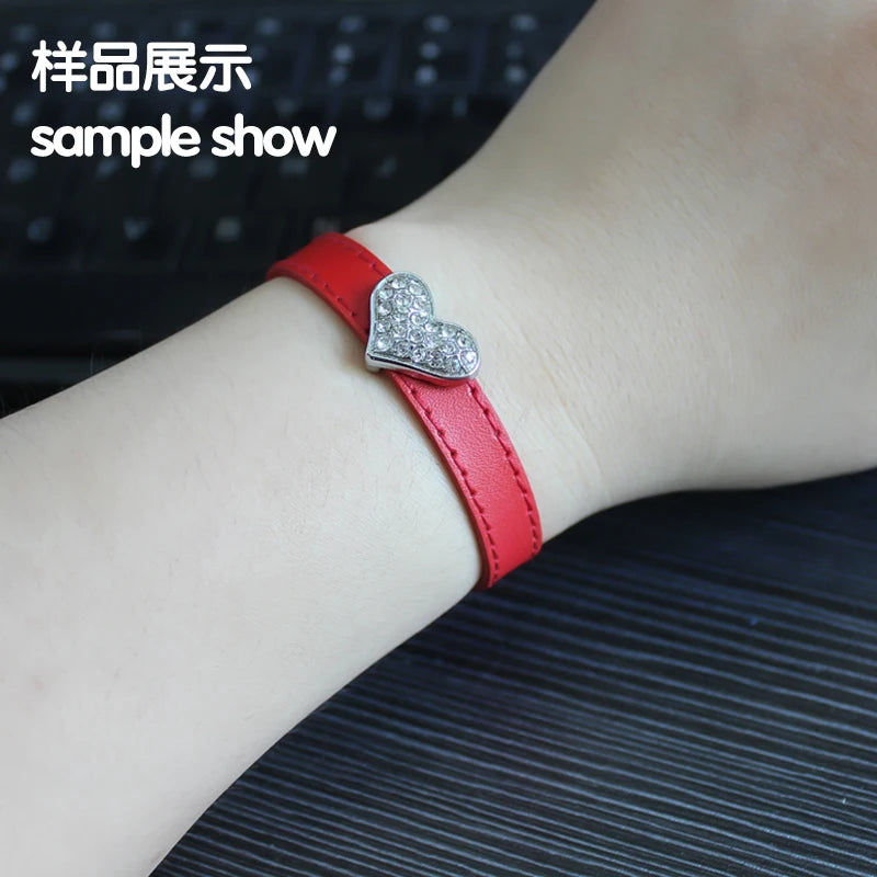 20 Stück 10 mm Armband aus echtem Leder für Damen, Schiebebuchstaben-Anhänger, Armband zur Schmuckherstellung, DIY, Haustierhalsband, Schlüsselband