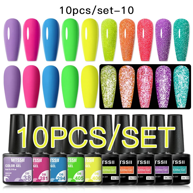 10/12PCS/SET Katze Magnetisches Gel Nagellack Set 9D Reflektierendes Glitzer Gel Halbpermanentes UV Gel Soak Off Funkelndes Nagelkunst Kits