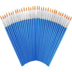 50Pcs Painting Brushes Set Art Round Flat Hair Nylon Hair Paint Brush for Oil Acrylic Watercolor Kids/Artists/Beginners/Student