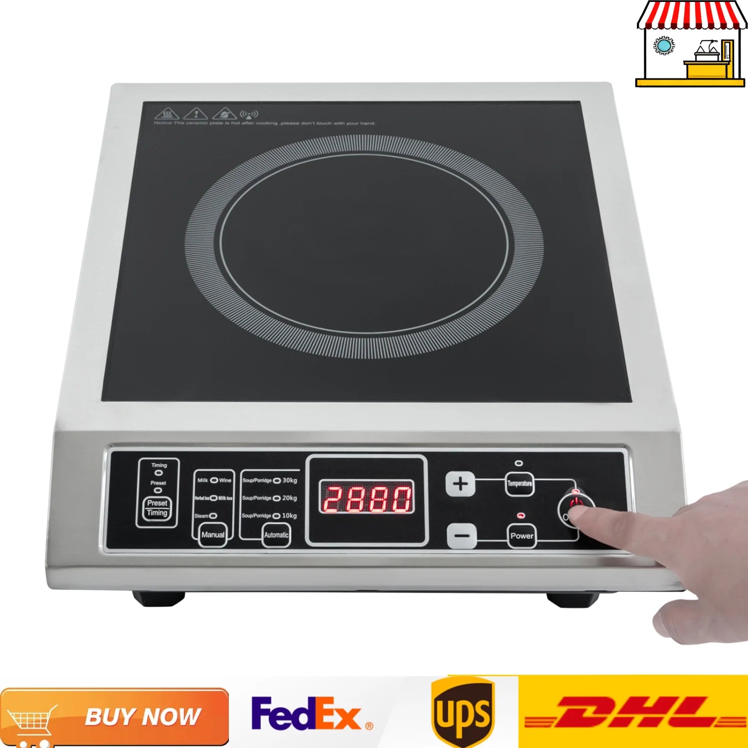 Portable Electric Induction Hob|  3500W Induction Cooktop with 8/10 Temperature Levels | Microcrystalline Glass Hauptbild