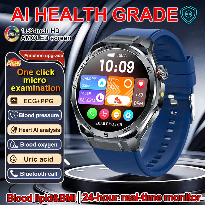 EKG High-End Gesundheits-Smartwatch Herren Blutdruck Lipide Blutsauerstoff Körperanalyse Harnsäure Gesundheitstracker Smartwatch Herren Damen