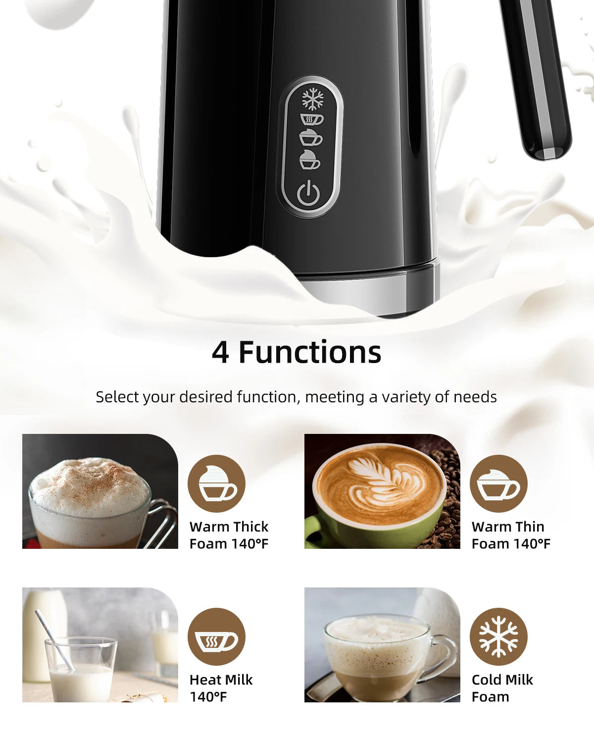 BioloMix 5-in-1 smarter Milchaufschäumer mit LED-Touch-Display, stilvoller Schaum für Kaffee & Lattes, Heiß- und Kaltschaumbereiter