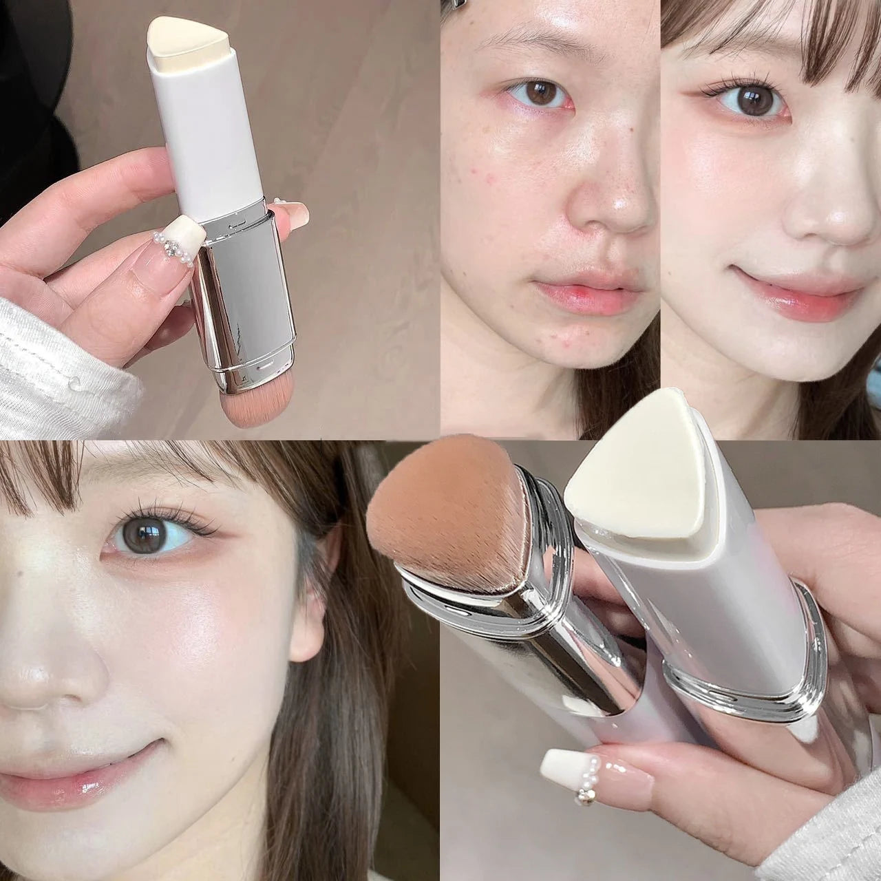 2-in-1 Natural Color Foundation Stick Leichte Feuchtigkeitsspendende Aufhellende Foundation Creme Concealer für alle Hauttypen Make-up Zweitbild