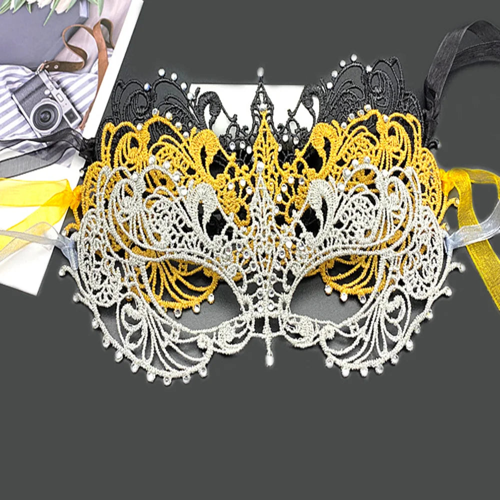 Neue Damen Hollow Lace Gesichtsmaske Maskerade Sexy Cosplay Abschlussball Party Requisiten Kostüm Maske Nachtclub Halloween Schwarze Augenmaske