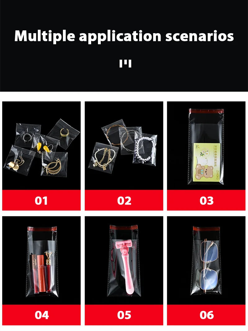 100 Stück OPP selbstklebende transparente Plastiktüte Kleidung Schmuck Verpackung Selbstklebende Keks-Bonbon-Verpackung Cellophan-Beutel