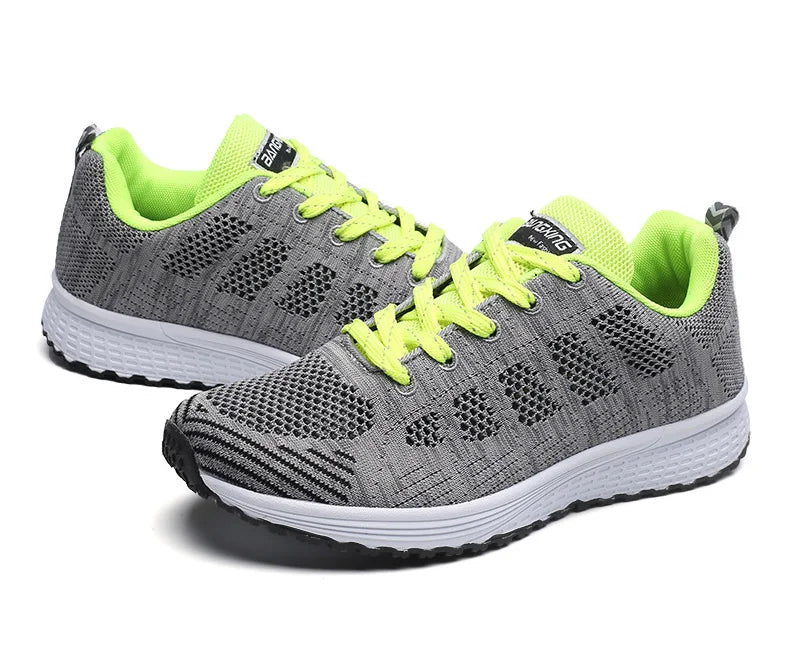 Damen Freizeitschuhe Mode Atmungsaktive Walking Mesh Flache Schuhe Sneakers Weiß Damen Fußbekleidung
