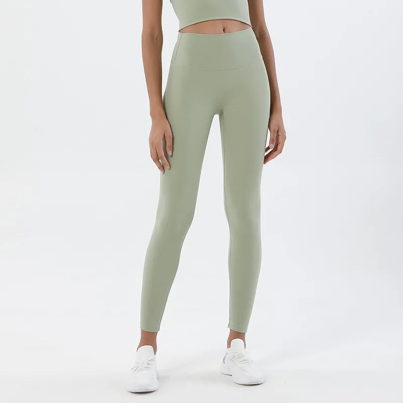 SOISOU Nylon Yogahosen Gym Leggings Damen Mädchen Fitness Weiche Strumpfhosen Hohe Taille Elastisch Atmungsaktiv Keine T-Linie Sporthosen