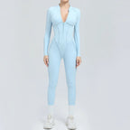 Damen-Trainingsanzug Fitness-Workout Sportkleidung Outfit Reißverschluss-Jumpsuit Yoga Fitness Overall Set Offene Rücken Bodysuits Anzug für Damen
