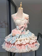 Japanisches Sommer-Kawaii-Lolita-Kleid Damen Party Vintage Süße Spitze Schleife Geburtstags-Kuchenkleider Harajuku Y2k Bandagenkleid