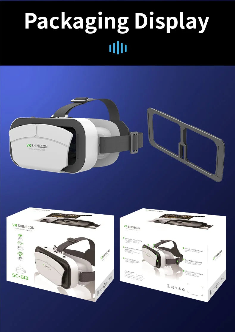 Shinecon VR Brille 3D Headset Virtual Reality Gerät Helm Schutzbrille Linsen Mobile Smartphone Handy Realidade Viar VR