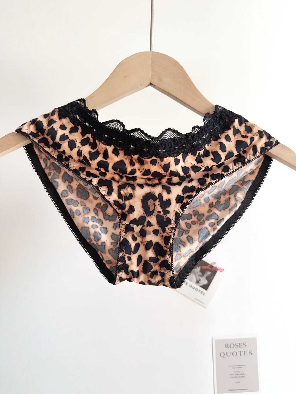 Sexy Leopard-Print-Dessous-Set für Damen, kabellos, unsichtbarer Push-Up für kleine Brüste, verstellbares A-bis-C-Körbchen, transparenter, reiner Spitzen-Look, S-XL