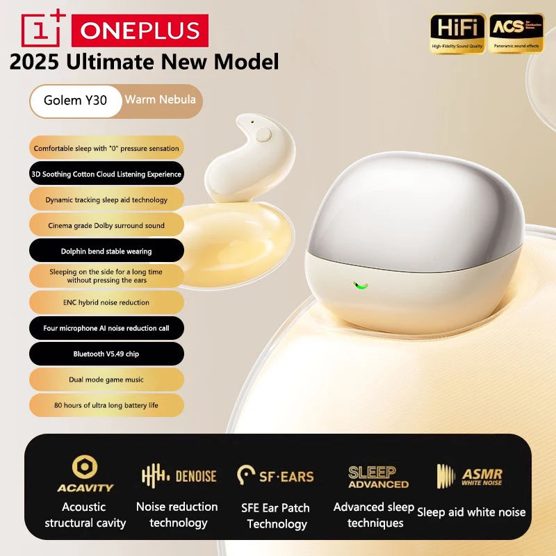Oneplus Schlaf-Kopfhörer Kabellose Bluetooth-Ohrhörer Semi-In-Ear Mini Hochwertiger Klang Lange Akkulaufzeit Büro Reisen