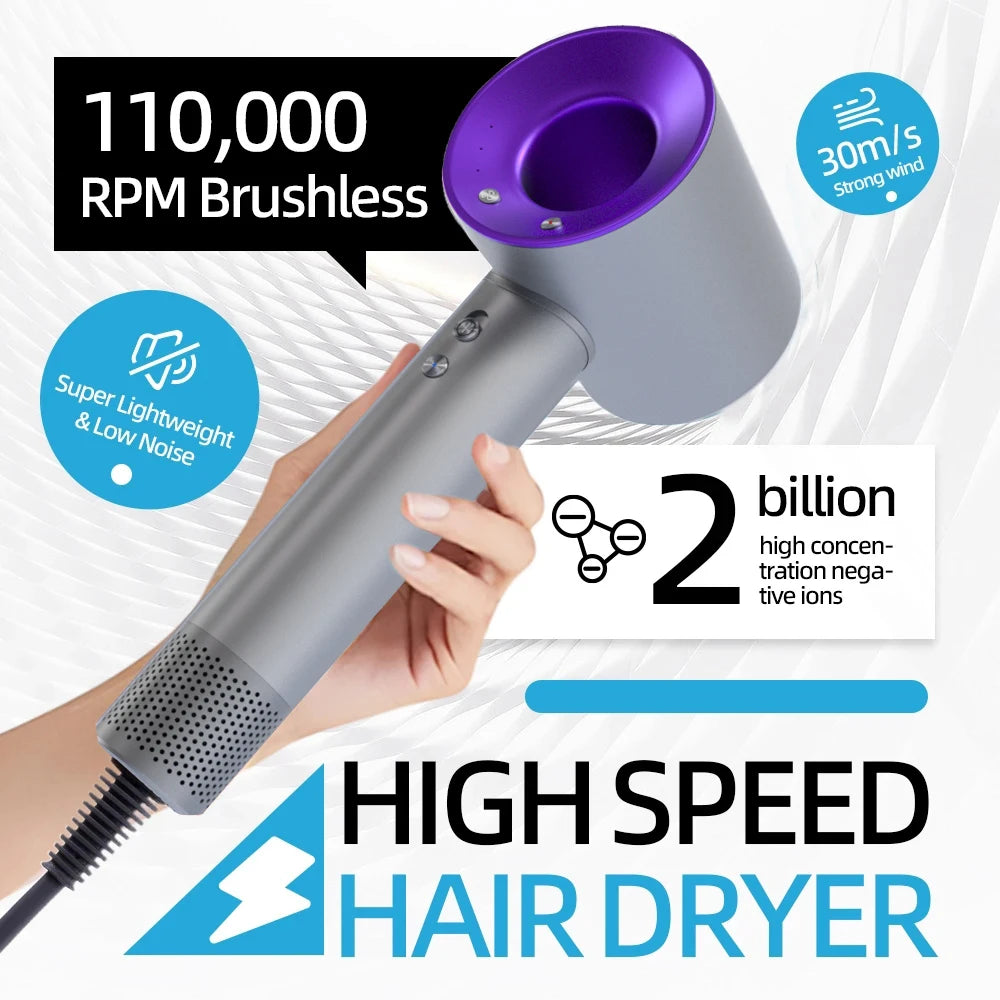 1600W Professioneller Haartrockner mit Negativ-Ionen, 220V, ohne Rotorblätter, Hochgeschwindigkeits-Haartrockner für den Haushalt, Salon-Stil-Werkzeug
