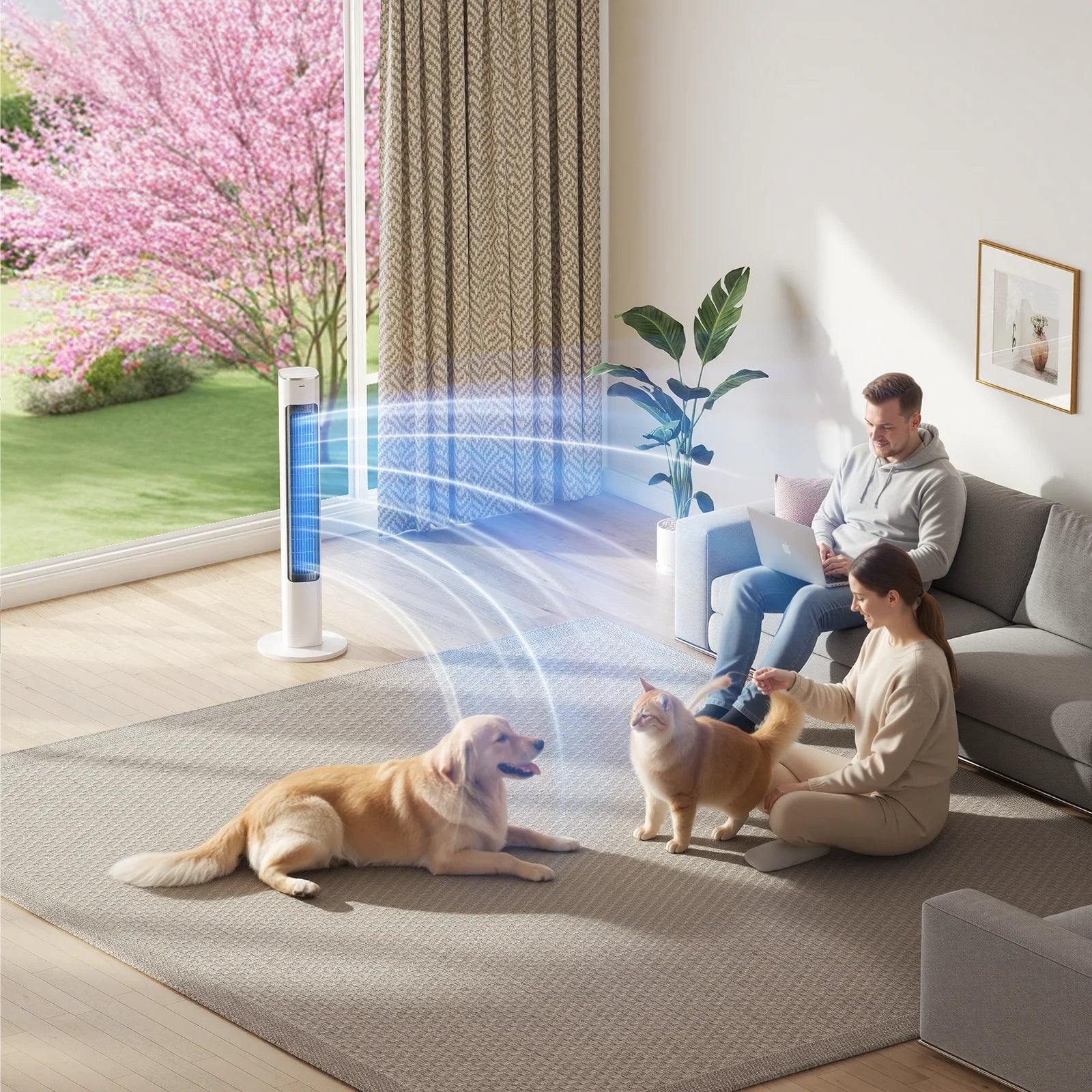 Patbrela 40-Zoll elektrischer Turmventilator, 4 Geschwindigkeiten, 51° Oszillation, Fernbedienung, 12H Timer, 45W mit Touch-Steuerung