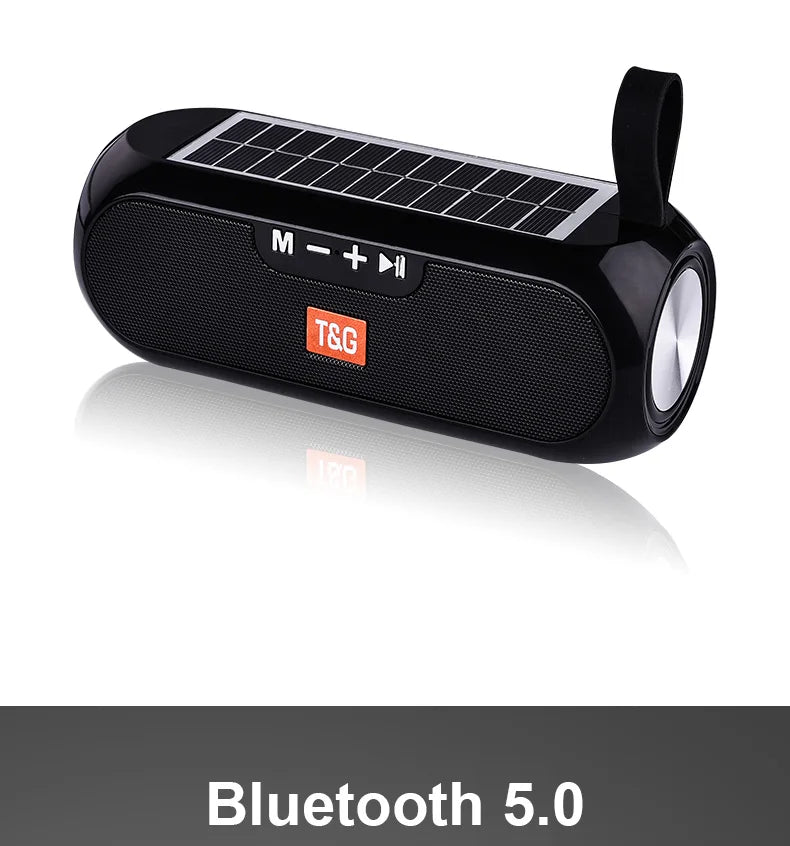 Solar Radio FM Outdoor Tragbarer Kabelloser Bluetooth-Lautsprecher Musik Soundbox Subwoofer Bass Aux PC TV Computer TV Hifi Stereo Mp3