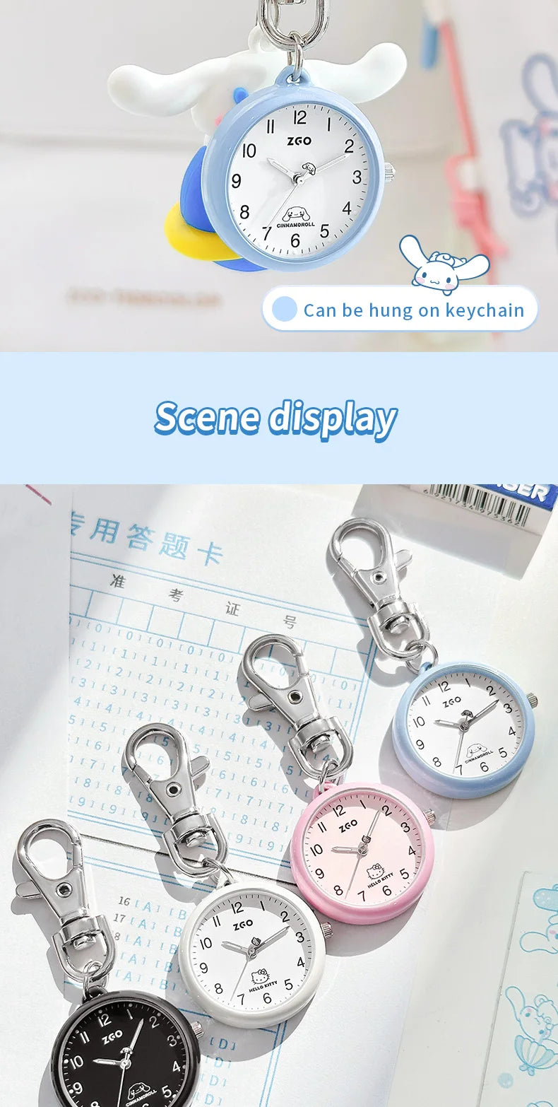 ZGO Sanrio Cinnamoroll Lady Pocket Watch, Simple Design Sense Pendant Watch, Waterproof, Quartz Watch, Gift 733