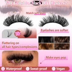 60/402PCS 100D Wimpernset mit unteren Wimpern, dick und angenehm zu tragen für den Alltag, Party, Hochzeit, Abend-Make-up, Wimpernverlängerungen