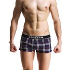 SEOBEAN Klassische Herren Boxershorts kariert 100% Baumwolle Unterwäsche Boxershorts U-konvexer Beutel Pfeil Panties Shorts Herren Schlafunterteile