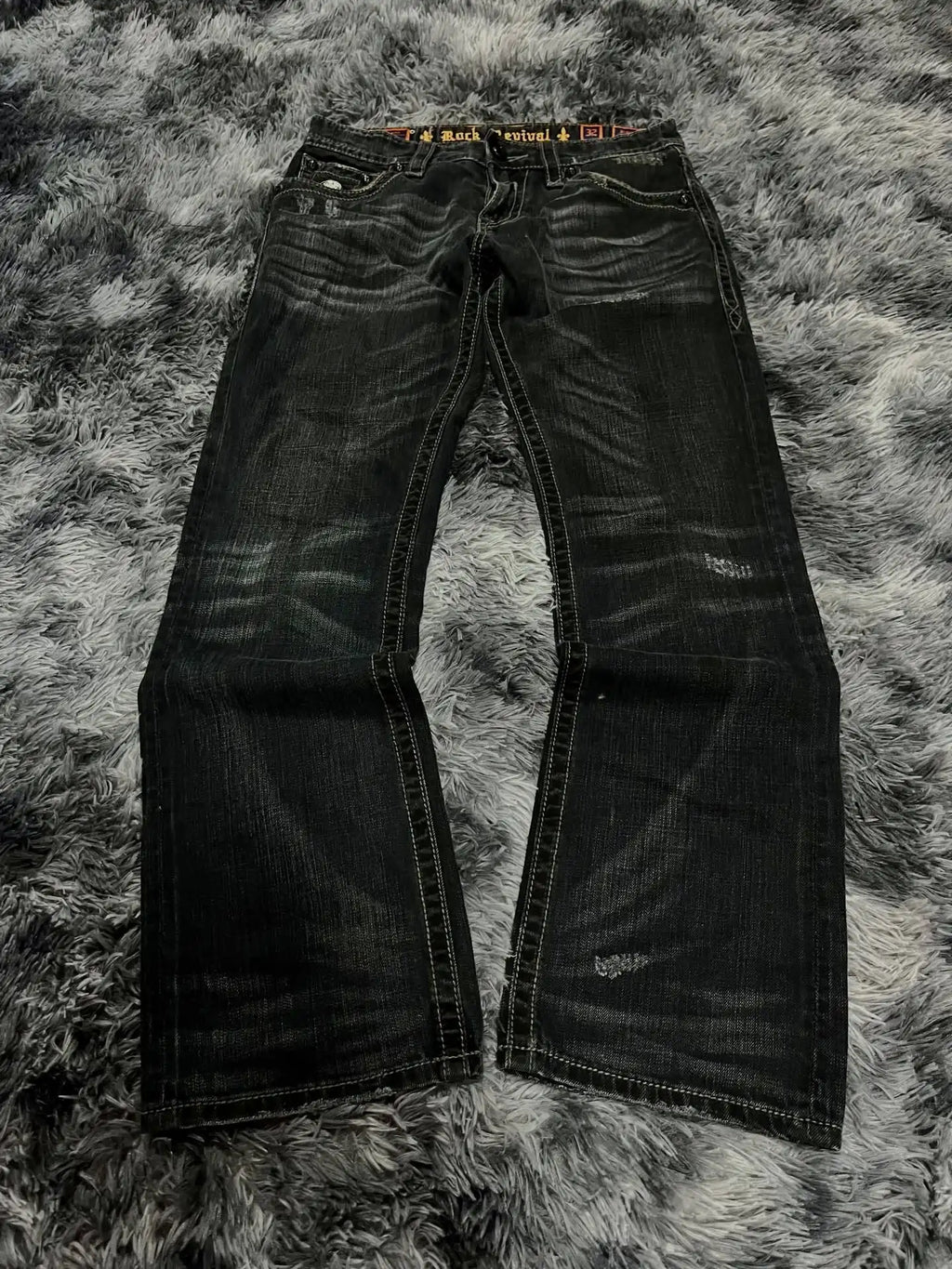 Y2K Black Washed Bestickte High-Waisted Oversized Jeans Herren Europäischer und Amerikanischer Retro Klassiker Lockere Weite Gerader Schnitt Hosen