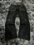 Y2K Black Washed Bestickte High-Waisted Oversized Jeans Herren Europäischer und Amerikanischer Retro Klassiker Lockere Weite Gerader Schnitt Hosen