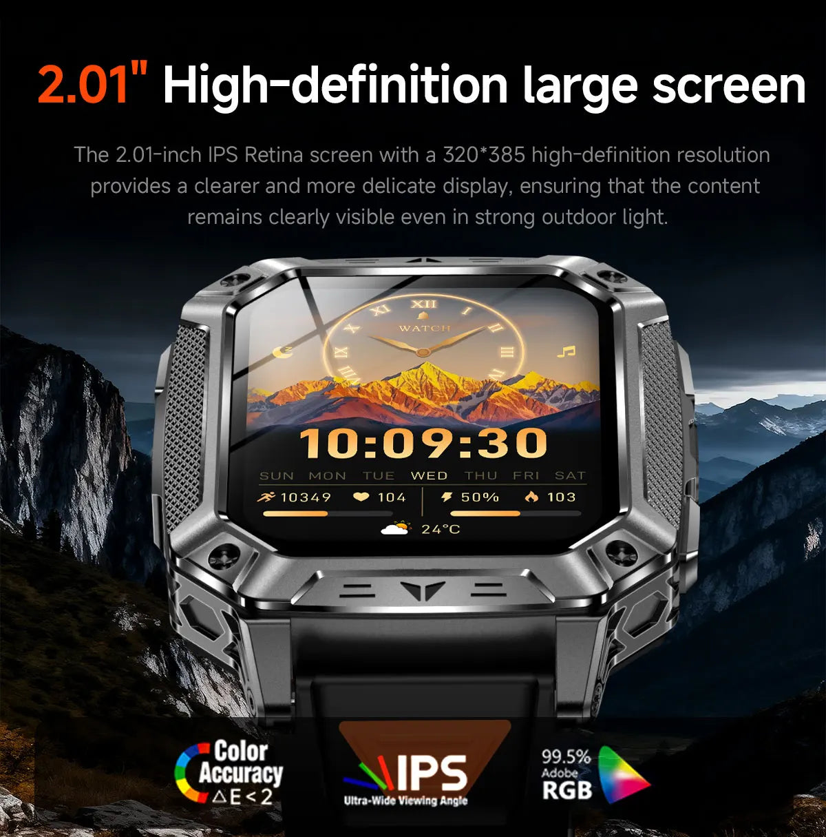 2026 TANK Neue 1400mAh Militär GPS Smartwatch Herren 2.01" AMOLED-Bildschirm 10ATM Wasserdichte Uhr SOS Anruf Taschenlampe Smartwatch iOS