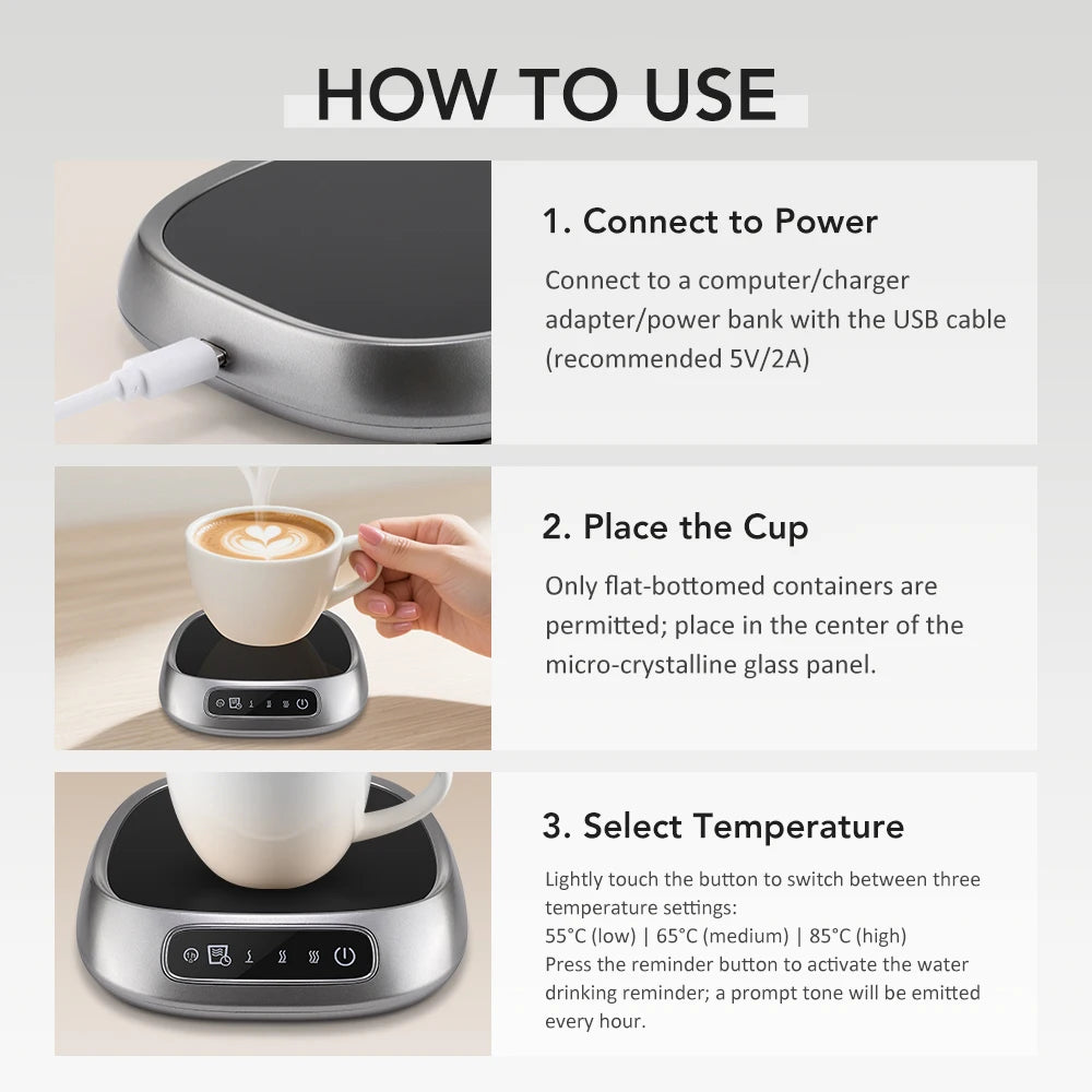 USB-Tassenwärmer, Kaffee, intelligente konstante Temperatur, elektrische Tassenheizplatte, Warme-Milch-Platte, Zuhause, Büro, Tee-Wasser-Heizuntersetzer