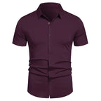 Herren Stretch Hemd Bügelfreie Hemden Regular Fit Kurzarm Stretch Business Casual Button-Down Hemden