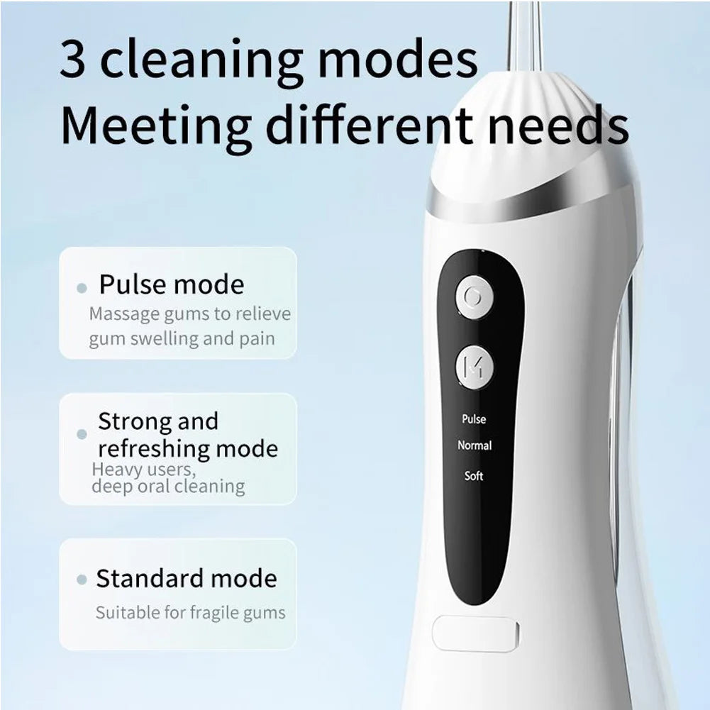 Munddusche 3 Reinigungsmodi Tragbar Wiederaufladbar Wasserdicht IP65 Dental Water Flosser Zahnaufhellungs-Düsenflosser 200 ml