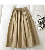 Damen Schwarzer Rock Midi High Waist Korean Style Plissiert A-Linie Vintage Kleidung 2026 Neue Sommer Casual Mode Damen Arbeitskleidung