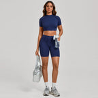 Nahtlose Yoga-Sets Sport-Fitness Hochbund-Hüfthebe-Formhose Rückenfreier BH-Anzug Workout-Gym-Leggings-Sets für Damen