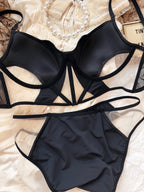 Französische Thin Cup Damen Dessous Set Sexy Hohle Spitze BH Set Sommer Mesh Komfort Atmungsaktive Unterwäsche Fischgrät Tops Intims