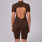 Damen-Trainingsanzug Fitness-Workout Sportkleidung Outfit Reißverschluss-Jumpsuit Yoga Fitness Overall Set Offene Rücken Bodysuits Anzug für Damen