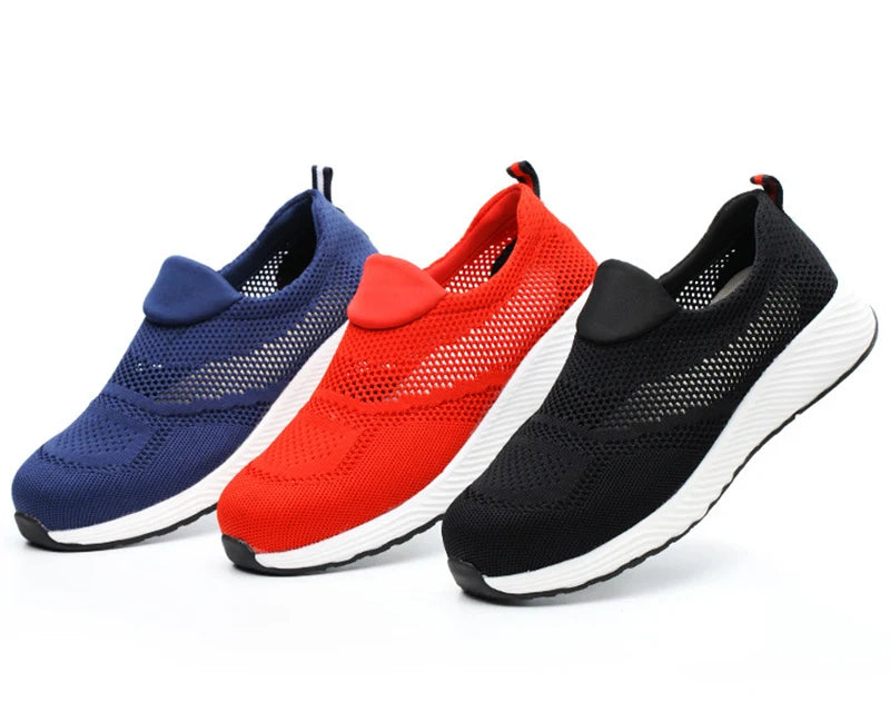 Sommer Mesh Leichte Arbeitssneaker Stahlkappe Schutzarbeitsschuhe Herren Damen Atmungsaktive Bauschuh Arbeitsstiefel Herren
