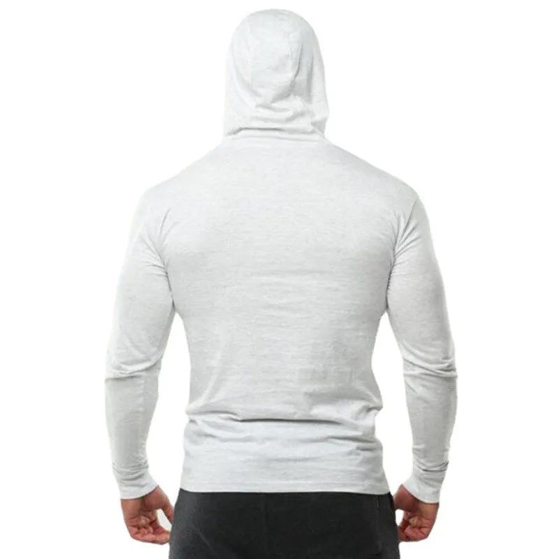 Gym Running Sport T-Shirts Herren Baumwolle Langarm Kapuzenpullover Kleidung Fitness Bodybuilding Muscle Hoodies Workout Jogging Shirts