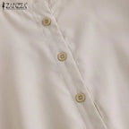 ZANZEA Mode Herbst Langarm Bluse Damen Weites Hemd Elegant Einfarbig OL Arbeitsplatten Lässig Locker Urlaub Arbeit Blusen Damen