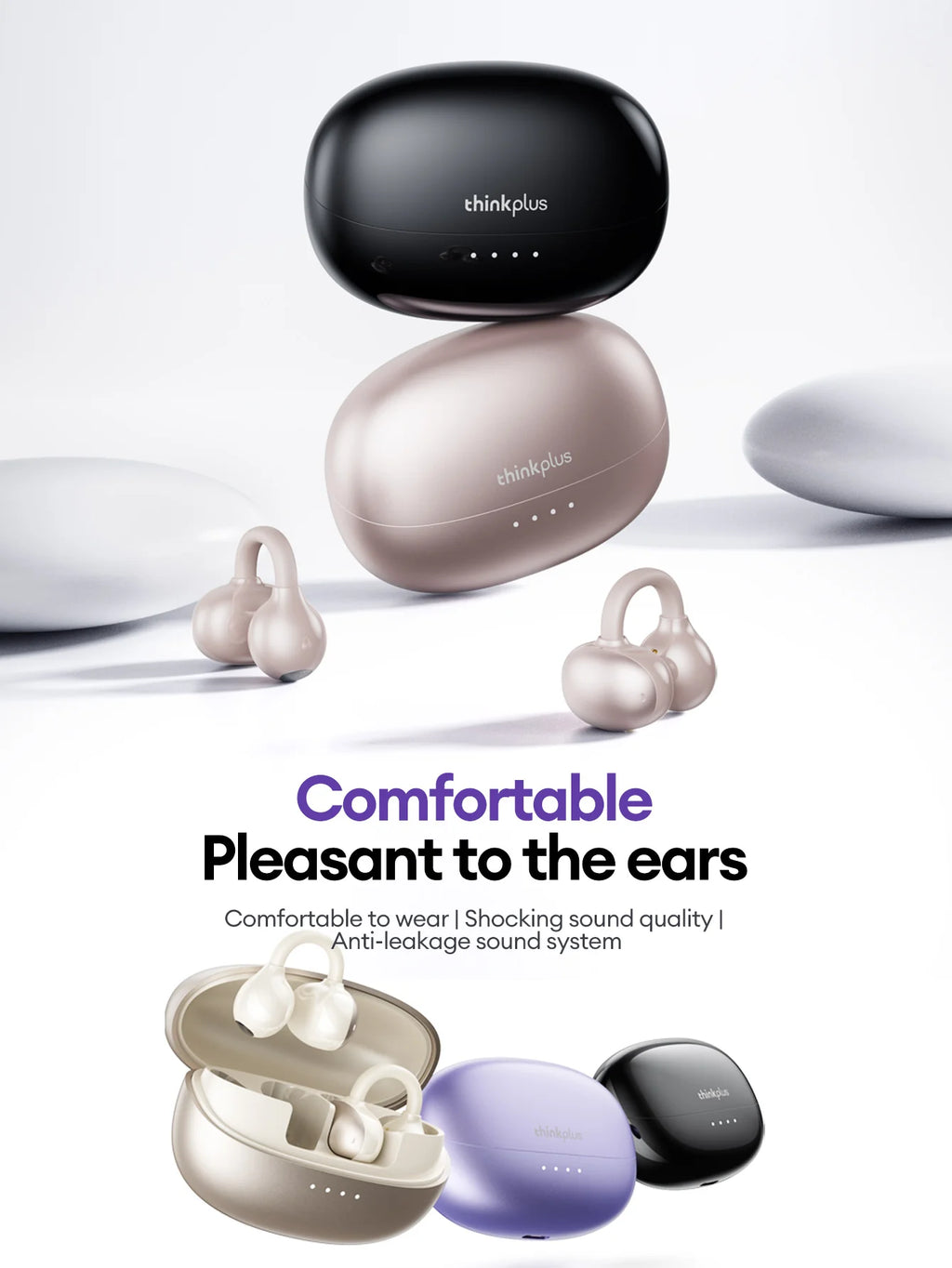 Lenovo LK6 Over-Ear Kabellose Bluetooth 5.4 Kopfhörer Klangqualität Rauschunterdrückung Ohrclip-Kopfhörer Lange Ausdauer Headsets